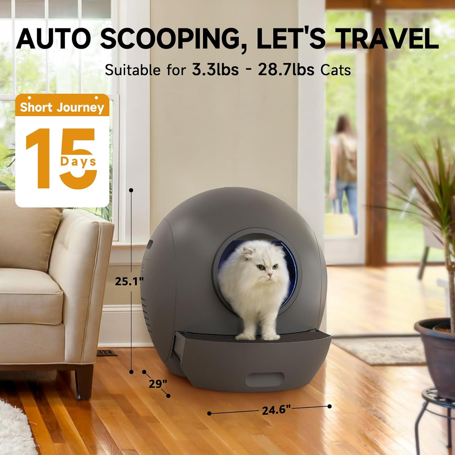 Self Cleaning Litter Box for Cats, Nafcefi Automatic Cat Litter Box Self Cleaning Extra Large, Robot Litter Box Self Cleaning App Control/Odor Removal/Safety Protection Litter Box