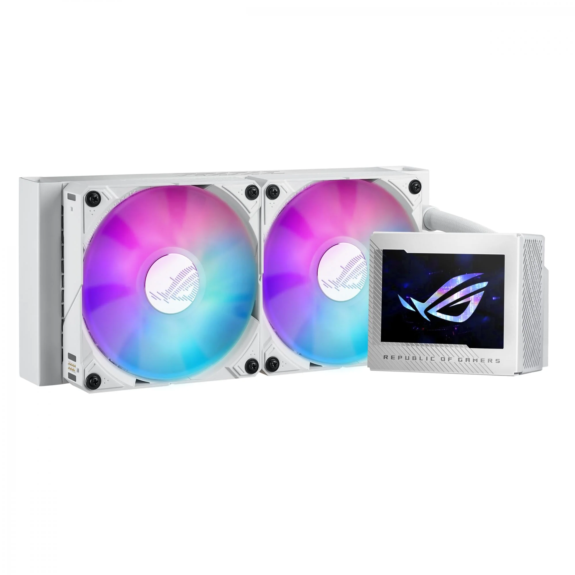 ASUS ROG RYUJIN III 240 ARGB WHITE Ed. AiO Liquid Cooler w. 3.5 LCD. 2x120mm ROG ARGB Magnetic Daisy-chainable Fans 2200 RPM PWM